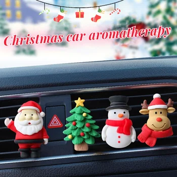 ATsafepro Коледни орнаменти клип коледно дърво Санта стайлинг кола освежител въздух парфюм клип въздух отдушник Санта декорация