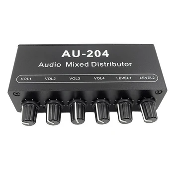 AU-204 стерео аудио сигнал миксер борда слушалки драйвер мощност усилватели миксер дистрибутор 3.5MM трайни