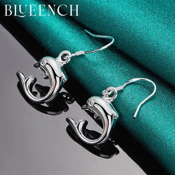 Blueench 925 стерлинги сребърни делфин обеци, подходящи за дами, предлагащи сватбено тържество мода чар бижута