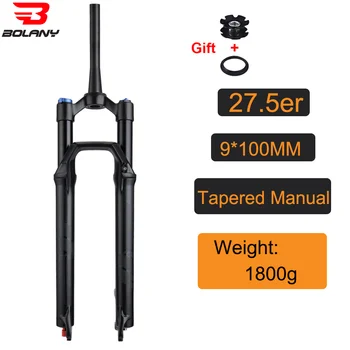BOLANY Bike Fork Solo Air с отскок амортисьор MTB предно окачване 34MM 27.5 / 29Inch Straight / Tapered RL / LO Bicycle QuickRelease