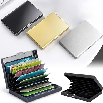 Card Box притежателя мъже блокиране на алуминий метал тънък портфейл пари чанта анти-сканиране притежателя на кредитна карта тънък случай малки мъжки портмонета