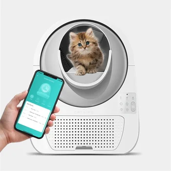 CATLINK Луксозна автоматична котешка тоалетна Pro WIFI App Control Двойна миризма самопочистваща се тоалетна за котка Полузатворена тава Sanitario