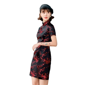 Cheongsam пола 2020 нова тънка рокля с темперамент китайски Qi Pao женски ретро банкетна рокля халат chinoise елегантна китайска пола