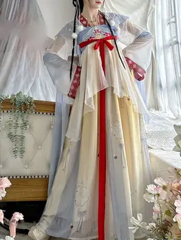 Chines Hanfu Women Tang Ming Дължина на гърдите Печат Ежедневно пролетно и лятно дамско облекло сценичен костюм