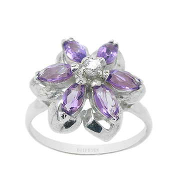 CoLife бижута сребърен кристален пръстен 2.5mm * 5mm естествен VVS клас аметист пръстен 925 сребърен аметист бижута подарък за жена