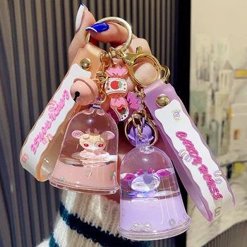 Creative Liquid Candy House Jelly Bottle Keychain Trend Fashion Car Key Ring Cute Deer Doll Bag Pendant Key Chains Ornament