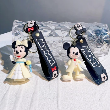 Disney Мики Маус ключодържатели сладък карикатура бебе момче момиче фигура ключодържател Kawaii Мини ключодържател модел дете играчка деца подарък