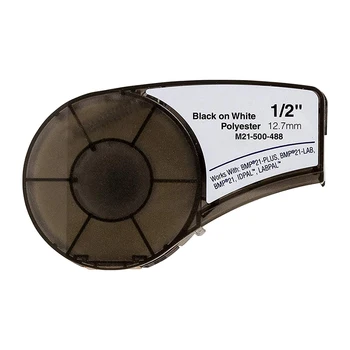 Durable лента винил пластмасов етикет 12.7mm * 6.4m черно на бяло M21-500-488 филм за използване в Брейди преносими принтери BMP21 Plus