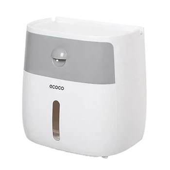 ECOCO Двуслоен държач за тоалетна хартия Шкаф за съхранение на баня Водоустойчива кутия за тъкани Стенен дозатор за тоалетна ролка