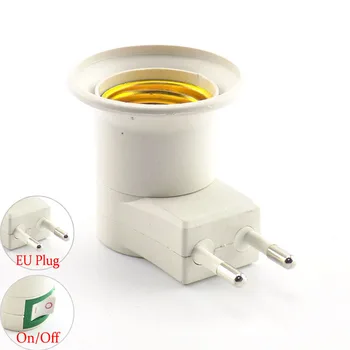 EU LED лампа E27 базов държач конвертор за адаптер за електрическа крушка женски гнездо EU Plug ON / OFF бутон превключвател към променливотоково захранване 110V 220v