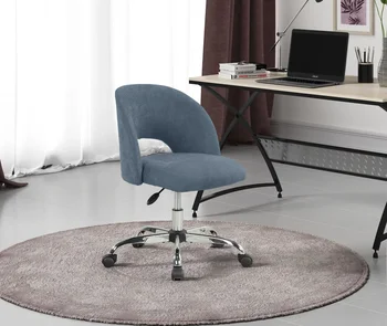 Fabric тапициран отворен заден офис стол с колела, сив