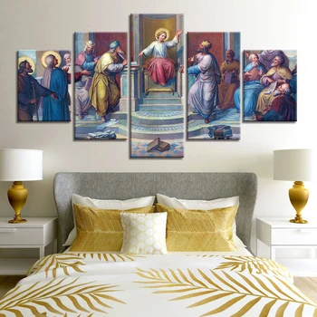 Frame Pictures Начало декор 5 панел Исус Христос HD отпечатани модерни платно живопис стена изкуство модулен плакат