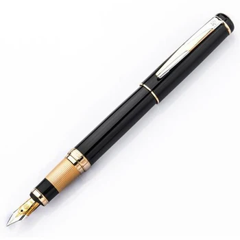 Hero 300 Черна барел писалка 12K злато 0.5mm Nib Golden Trim Office училище писане с подарък кутия писалка комплект аксесоар