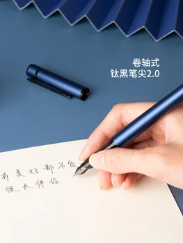 Hero Scroll Type Black Pen Tip Metal Fountain Pen , Въртяща се капачка, Мастило Pen