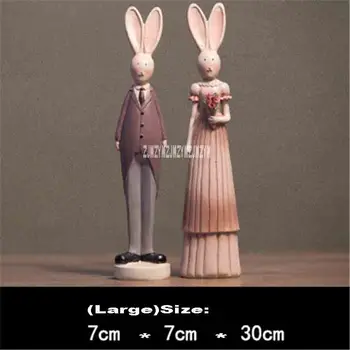 High-30cm Европейски пасторални смола орнаменти двойки заек фигурки домашно обзавеждане сватбен подарък TV кабинет декорация