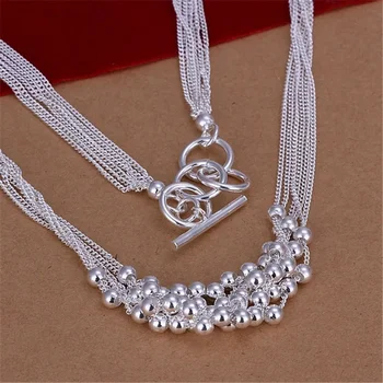 JewelryTop Fine 925 стерлинги сребърен чар огърлица мода бижута мъниста за жена високо качество верига жени дама