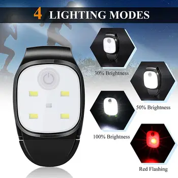 LED клип фенерче 4 режима на осветление USB акумулаторна щипка на светлината предупреждение за безопасност Работещи светлини за нощен пешеходен риболов