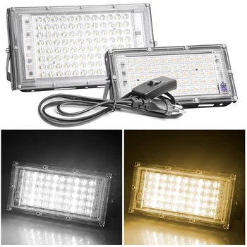 LED прожектор с EU Plug 50W 100W AC220V външен прожектор IP65 водоустойчив бял/топло бял/RGB стенна лампа за градинско осветление