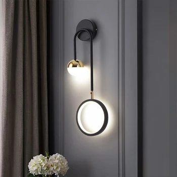 LED стена лампа творчески пръстен кръгла топка осветително тяло нощно шкафче хол фон стена sconce пътека декор осветително тяло