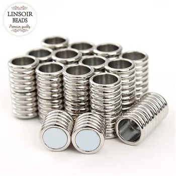 LINSOIR 10pcs медни силни магнитни закопчалки Fit 4 5 6 8 мм кожена връв гривна край закопчалки конектори DIY бижута намиране F2040