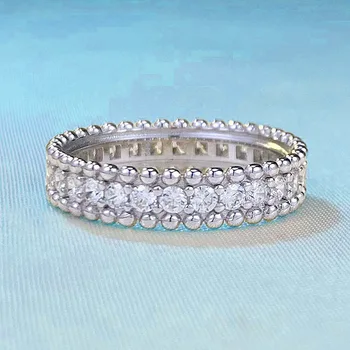 Lovers Eternity Moissanite Diamond Ring 100% Real 925 Sterling Silver годежна сватбена лента пръстени за жени обещават бижута