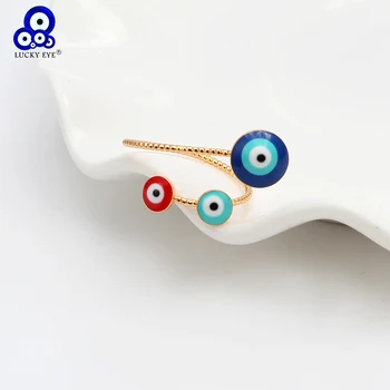 Lucky Eye Red Blue Evil Eye Ring Gold Color Finger Ring Copper Open Ring за жени Женски регулируеми бижута от сватбена лента EY6459