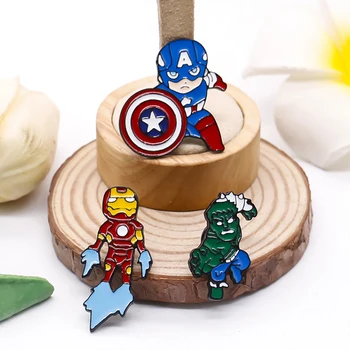 Marvel Avengers Series Kids Cartoon Brooch Captain America Iron Man Hulk Enamel Pins Comic Hero Movie Peripheral Kids Gift