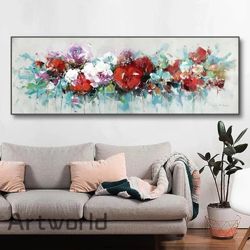 Modern абстрактни цветни цветя живопис с маслени бои луксозна стена изкуство платно живопис плакати и отпечатъци за хол дома декор