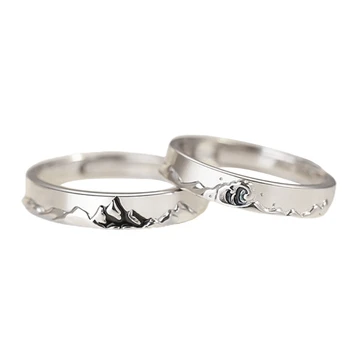 Mountain Sea Open Ring Регулируеми любовници пръстен за него приятелката си гадже