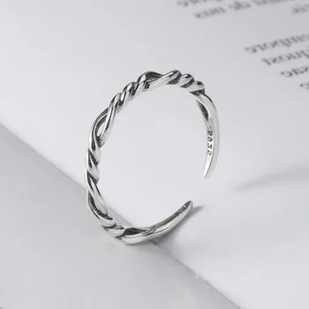NBNB Нов регулируем пръстен ретро сребърен цвят усукан пръстен за мъже жени мода реколта момиче пръсти отваряне пръстен сватбени бижута