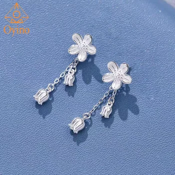 Oyino NEW S999 сребърни обеци цвете пискюл светлина луксозна ниша дизайн чувство темперамент Suzuran антиалергични обеци за жени