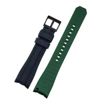 PCAVO Двоен цвят за Rolex Citizen Seiko силиконова каишка мъжки аксесоари за часовници Arc Mouth Watchband Гривна Watch Belt 20mm