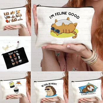 Potter Cats Козметична чанта за грим Организатор на молив Zipper Kawaii грим торбичка чанта пътуване тоалетни чанти Подарък за Деня на учителя