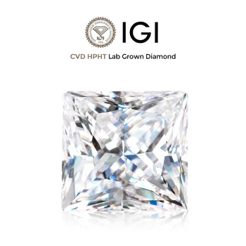 Princess Cut IGI GIA Diamond CVD HTHP D цвят VVS VS Lab Diamond 0.5carat 1carat 3carat Отличен лабораторно отгледан диамант