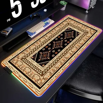 RGB геймър подложка за мишка LED подсветка голяма подложка за мишка XXXL нехлъзгащ персийски килим мишка мат Аксесоари за игри клавиатура подложка 100x50cm