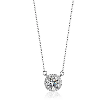 S925 стерлинги сребърен медальон 1 2 карата Moissanite огърлица жени мода диамант луксозна кръгла форма с безплатен сертификат GRA
