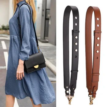 Simple pu кожа широка презрамка плътен цвят регулируема дължина нит мода марка луксозни жени чанта аксесоари чанта