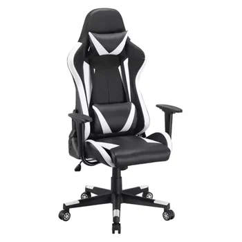SmileMart изпълнителен регулируем висок гръб изкуствена кожа въртящ се игрален стол, наличен в черно / бяло, неоново синьо, черно
