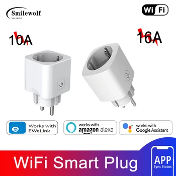 Smilewolf EU Plug 10A,16A WiFi Smart Plug безжичен контакт работи с eWeLink APP поддръжка Alexa Google Home Яндекс Алис