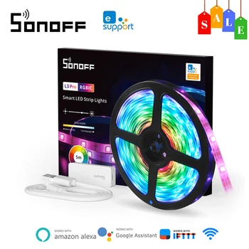 SONOFF L3 Pro WiFi интелигентни LED ленти RGB / RGBIC 5M гъвкава лампа лента безжичен глас / локално управление Работа с Alexa ewelink