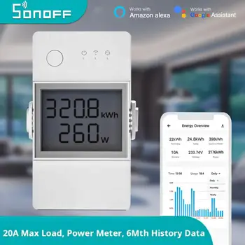 Sonoff POW Elite Power Meter 16A / 20A Интелигентен превключвател ESP32 чип LCD екран защита от претоварване чрез EWeLink Alexa Google Home