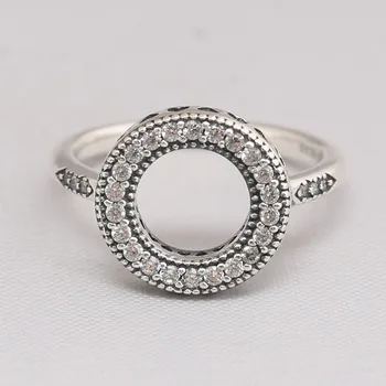 Sparkling Pave Halo сърца пръстен за жени автентичен S925 стерлинги сребро дама бижута момиче рожден ден подарък