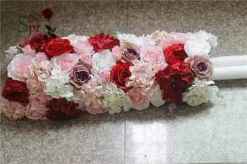SPR Безплатна доставка път олово арка и ред цветя 2 м / лот сватбена украса цвете стена фон маса централен парче flore