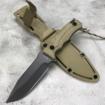 Topps M01 Тактически военен нож с фиксирано острие AUS-8A Стоманена найлонова дръжка Оцеляване Бойни спасителни ножове Самозащита ABS обвивка