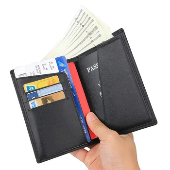 Travel Wallet притежател на паспорт покритие с притежател на кредитна лична карта луд кон кожа реколта бизнес туристическа карта портфейл