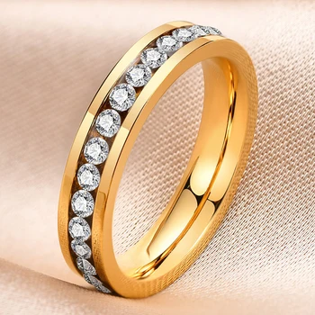 Trendy 316L пръстен от неръждаема стомана кристал циркон най-добрите пръстени за жени изящни подарък годежни сватбено парти бижута на едро
