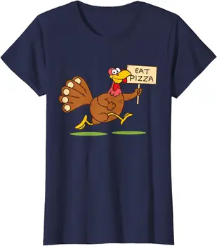 Turkey Eat Pizza Adult Vegan Kids Funny Thanksgiving Дамски Crewneck тениска дълъг ръкав