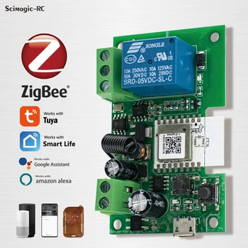 Tuya 1 канален интелигентен ZIGBEE реле домашна автоматизация 1 банда светлина мотор дистанционно управление модул AC DC 7-32V 85-250V Alexa съвместим