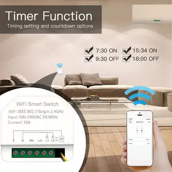 Tuya Wifi Mini Smart Switch 2 Gang 100-240V таймер превключватели контролер Smart Home Smart Life работи с Alexa Home