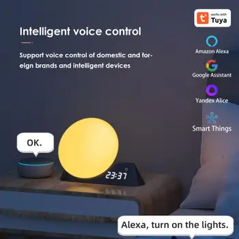 Tuya Wifi Sleep Artifact Smart Wake Up Light с будилник 15 успокояващ звук RGBW цветова поддръжка Alexa Home